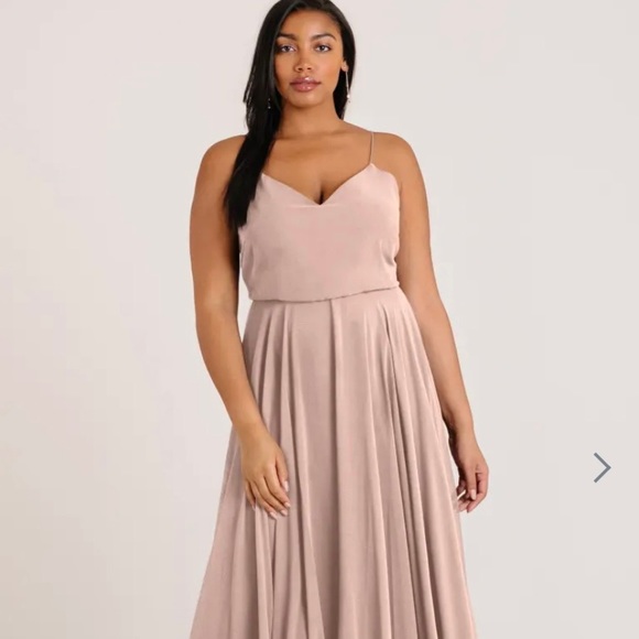 Jenny Yoo BHLDN Inesse Blush Pink Bridesmaid Flowy Dress 14 - Picture 2 of 11